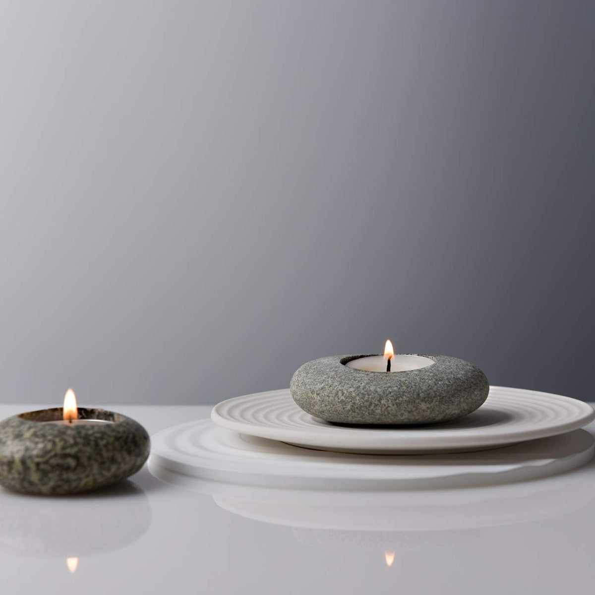 Tealight Holder — Carved Pebble