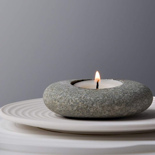 Tealight Holder — Carved Pebble